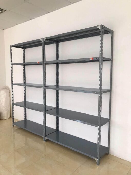 Kệ sắt v lỗ 5 tầng: dài 1000 x rộng 400 x cao 2000 1 kệ sắt V lỗ 5 tầng
