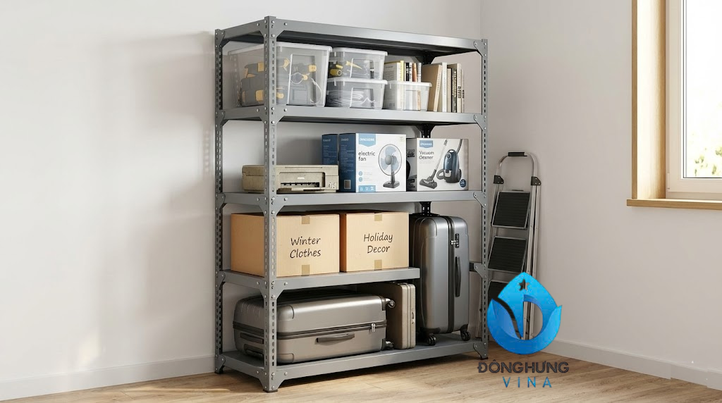 Kệ sắt: dài 1500 x rộng 300,400,500,600 x cao 3,4,5,6 tầng 4 Hình ảnh kệ sắt V lỗ dài 1.5m với nhiều kích thước khác nhau
