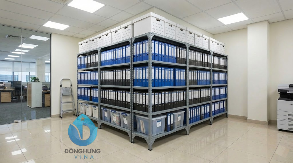 Kệ sắt v lỗ 5 tầng: dài 1200 x rộng 400 x cao 2000 6 Hình ảnh thực tế kệ sắt V lỗ dài 1m2 cao 2m 5 tầng