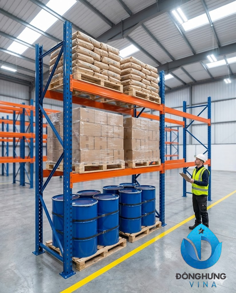 Kệ hạng nặng, kệ pallet 2 tầng: dài 2700 x rộng 1200mm x cao 4000mm 4 Kệ hạng nặng