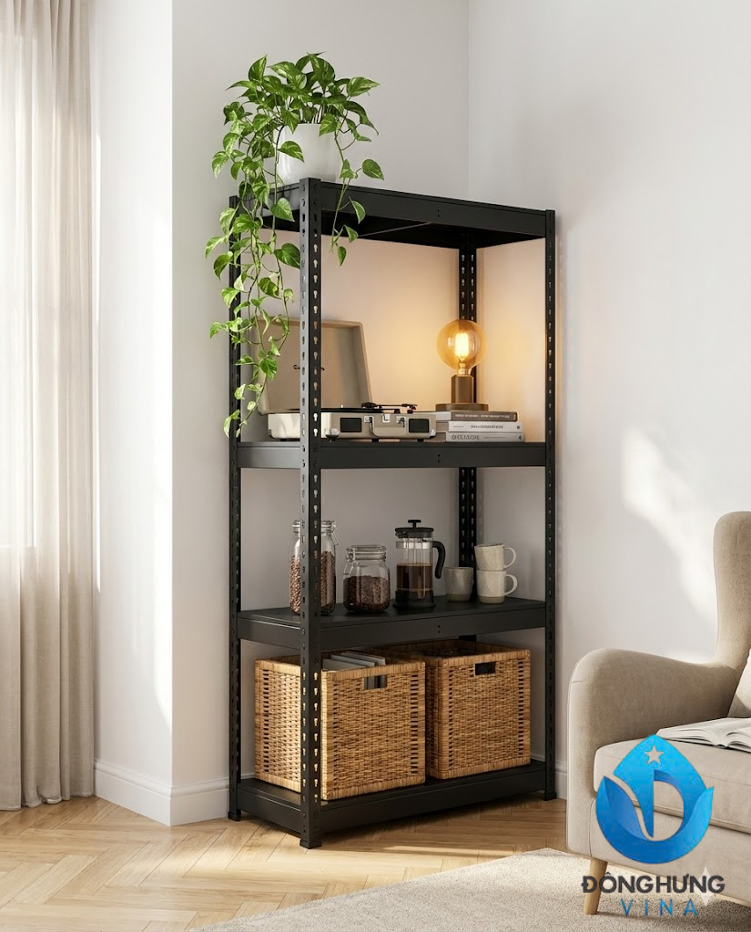 Kệ Sắt V 4 tầng: dài 1000 x rộng 400 x cao 1500mm 2 Kệ V gài